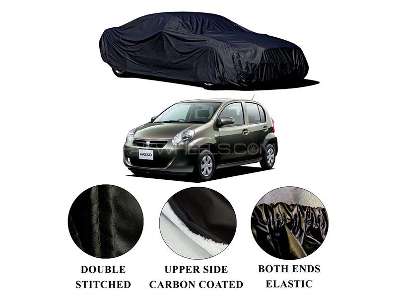Toyota Passo 2010-2016 Polymer Carbon Coated Car Top Cover | Double Stitched | Water Proof Image-1