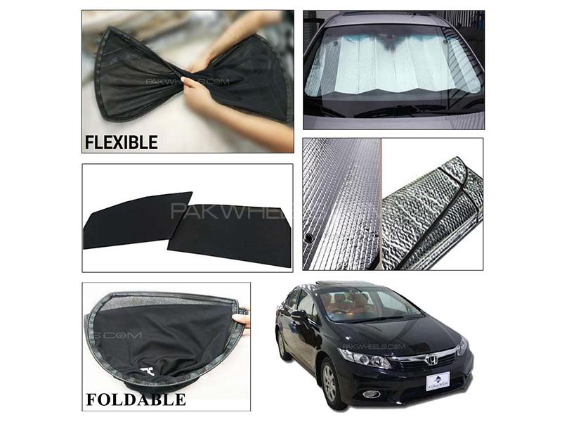 Honda Civic 2012-2016 Foldable Shades And Front Silver Shade - Bundle Pack  for sale in Karachi Image-1