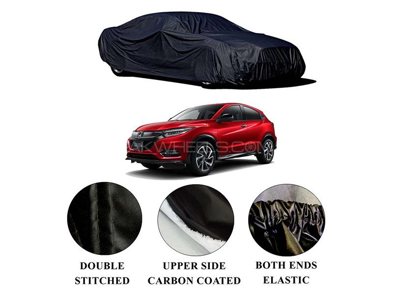 Honda Vezel 2013-2023 Polymer Carbon Coated Car Top Cover | Double Stitched | Water Proof Image-1