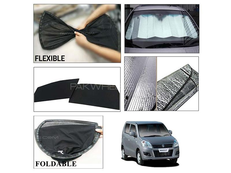Suzuki Wagon R Local Foldable Shades And Front Silver Shade - Bundle Pack  Image-1