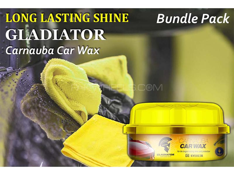 Gladiator Carnauba Car Wax With Microfiber Cloth - Bundle Pack Image-1