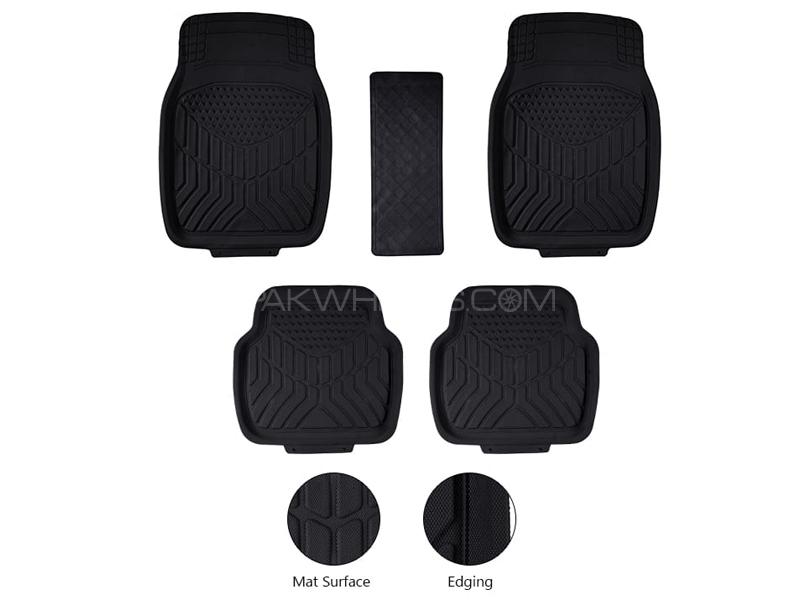 Diamond Pvc Standard Universal Car Floor Mat Black 903 | All Weather Protection | Front And Rear  Image-1