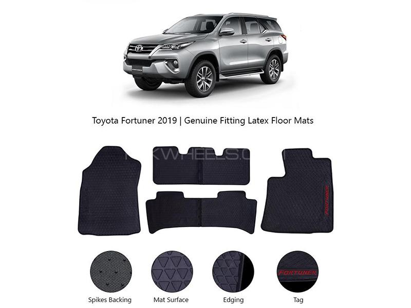 Diamond Latex Premium Black Toyota Fortuner 2016-2021 Floor Mats| Plastic | Water Proof | Rubber Mat Image-1