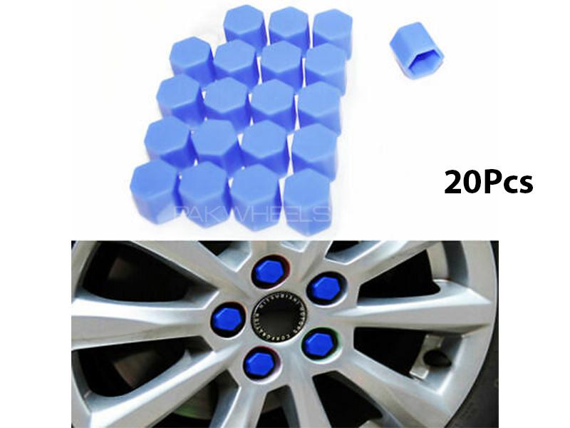 Car Universal Wheels Nut Caps | Car Bolt Caps | Wheel Hub Screw Cover - Blue 20Pcs Image-1