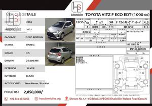 Used Toyota Vitz F Limited 1.0 2018