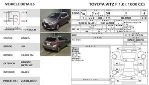 Used Toyota Vitz F 1.0 2018