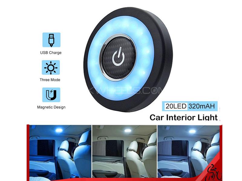 USB Rechargeable Car Interior Roof Light Cargo Trunk Portable Light 3 Colors Push Button Light for sale in لاہور Image-1