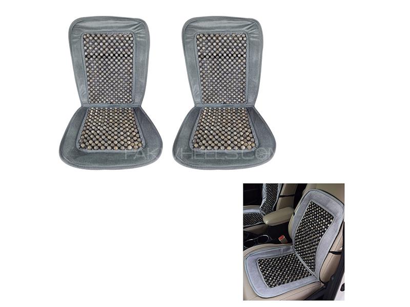 Universal SOGO Pearl Moti Summer Seat Cushion Velvet | Wooden Beaded Massage - Grey - 2Pcs Universal SOGO Pearl Moti Summer Seat Cushion Velvet | Wooden Beaded Massage - Grey - 2Pcs Image-2