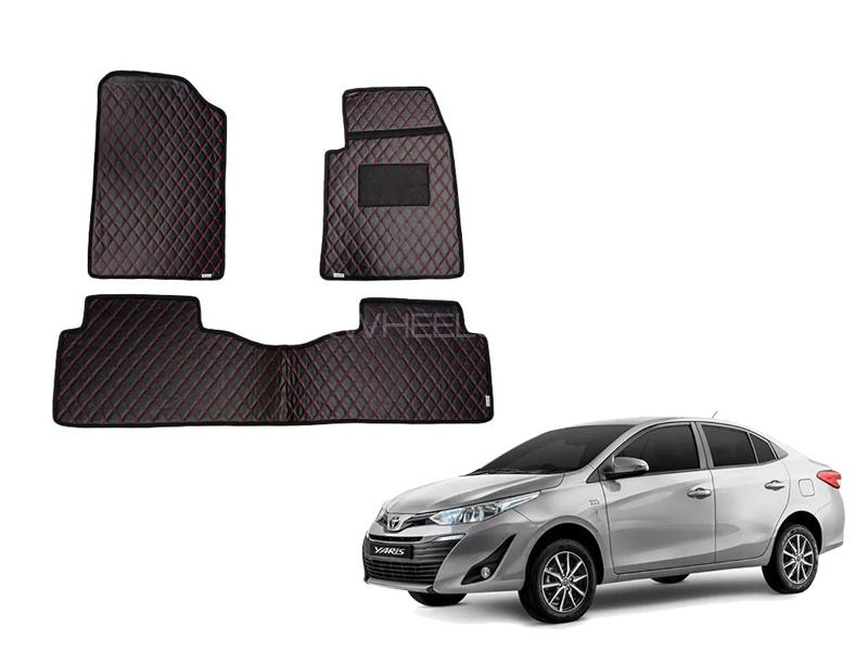 Toyota Yaris Diamond Cut Floor Mats 2020-2022 Black Red for sale in لاہور Image-1