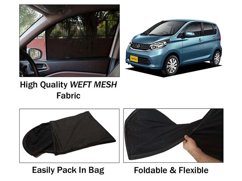 Nissan Dayz 2012-2017 Sun Shades | Heat Proof | Foldable | Mesh Fabric | 4 Pcs Set 