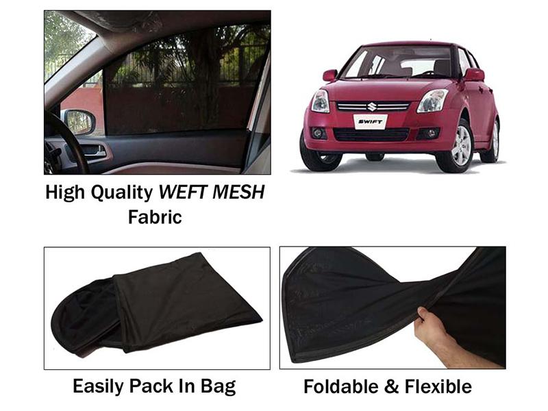 Suzuki Swift 2010-2021 Sun Shades | Heat Proof | Foldable | Mesh Fabric | 4 Pcs Set  Image-1