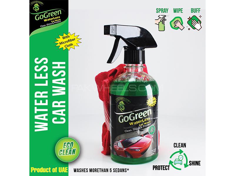 Go Green Waterless Car Wash Liquid With Microfiber Cloth - 500ml | Remove Dirt | Anti-Scratch  Image-1