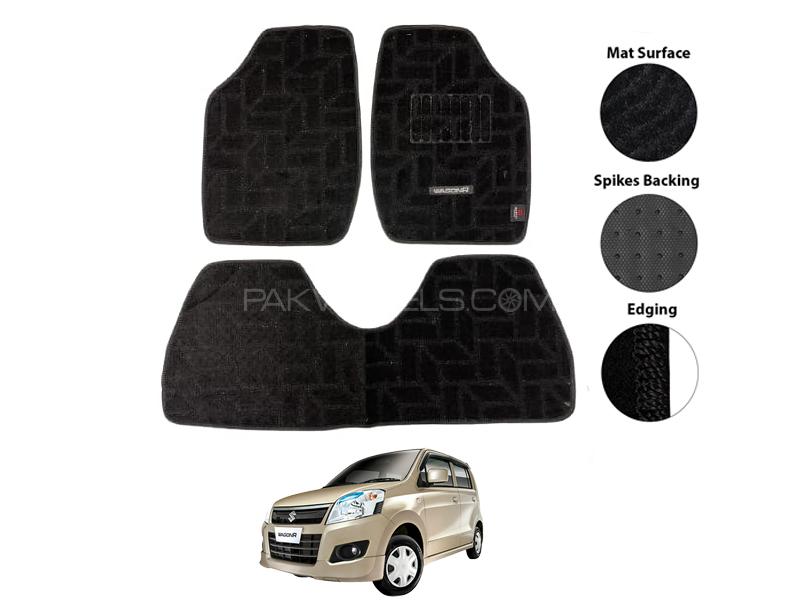 Suzuki Wagon R Carpet Premium Series Black Car Floor Mats Image-1