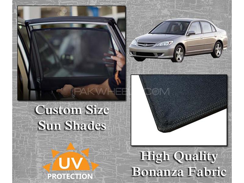 Honda Civic 2002-2006 Sun Shades | Bonanza Fabric | Thick Rods | Original Size Image-1