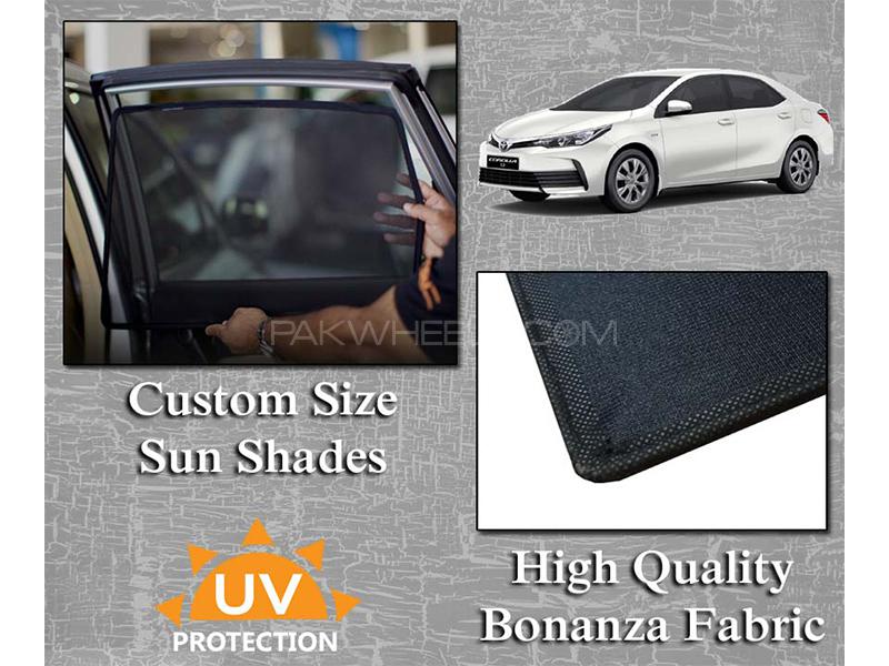 Toyota Corolla 2014-2022 Sun Shades | Bonanza Fabric | Thick Rods | Original Size Image-1