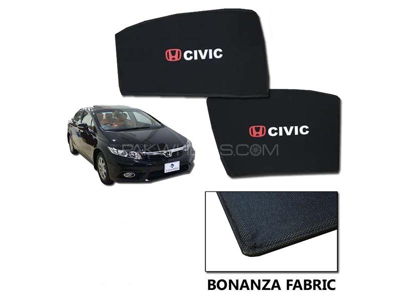 Honda Civic 2012-2016 Sun Shades With Logo | Bonanza Fabric | Heat Proof  Image-1