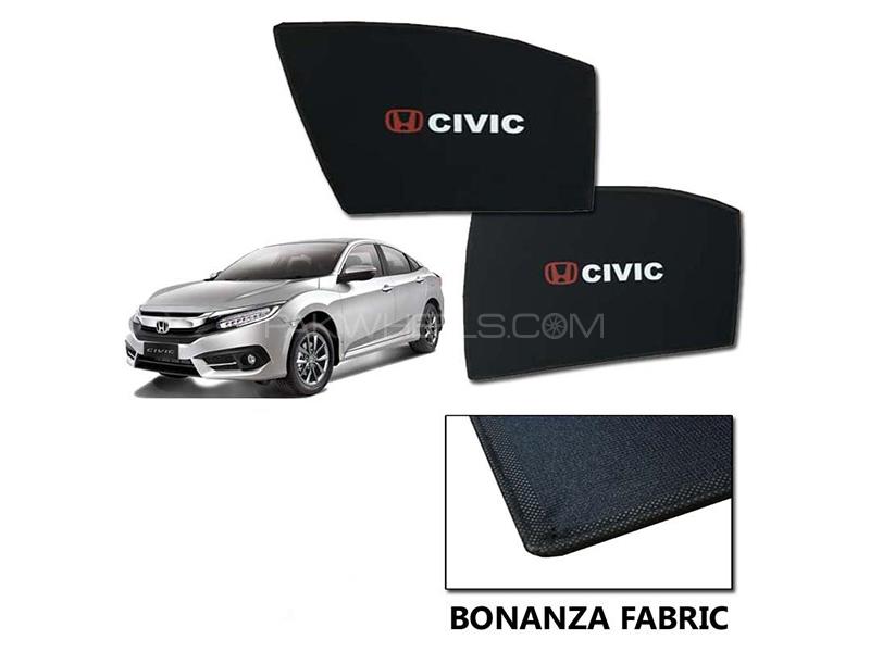 Honda Civic 2016-2021 Sun Shades With Logo | Bonanza Fabric | Heat Proof  Image-1