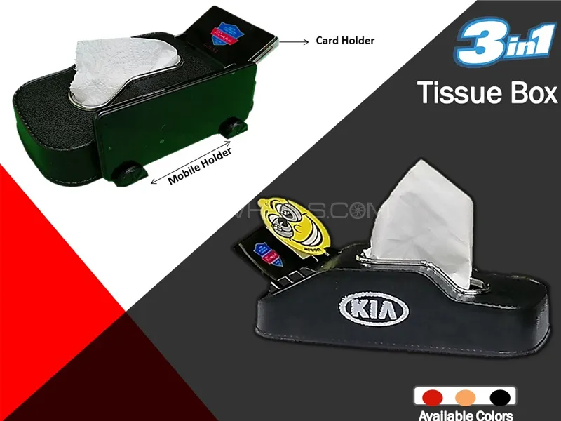 KIA Dashboard 3 In 1 Tissue Box Mobile Holder Card Holder Image-1