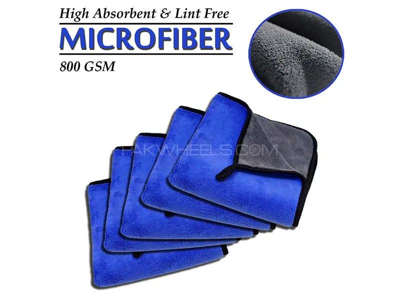 MicroFiber Towel Laminated Double Ply - Blue & Grey - Pack Of 5 Image-1