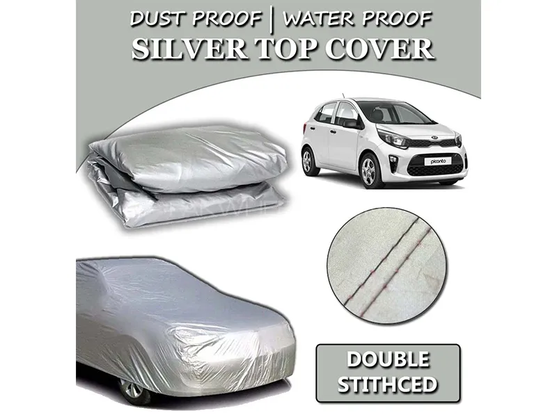 Kia Picanto 2019-2023 Parachute Silver Car Top Cover | Heat Proof | Double Stitched Image-1