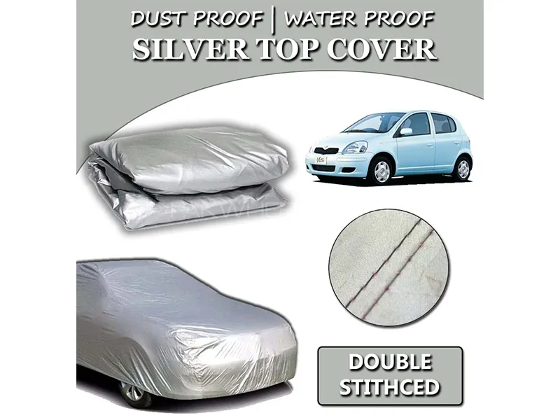 Toyota Vitz 1998-2005 Parachute Silver Car Top Cover | Heat Proof | Double Stitched Image-1