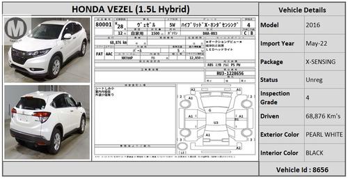 Used Honda Vezel Hybrid X Honda Sensing 2016