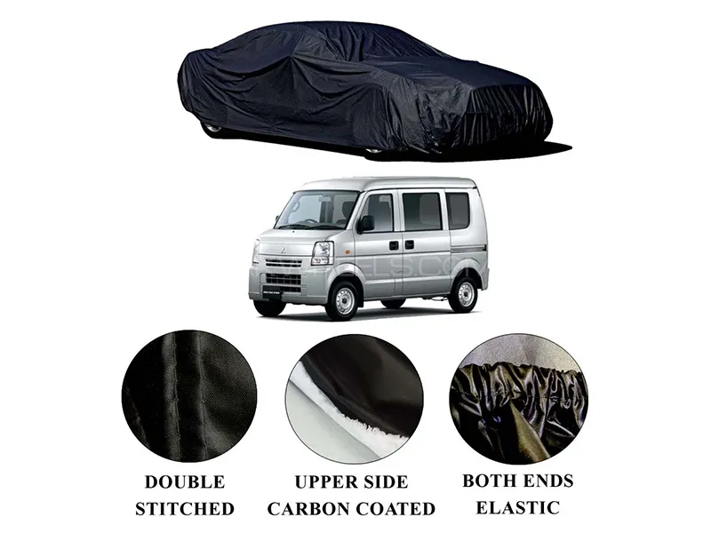 Mitsubishi MiniCab Polymer Carbon Coated Car Top Cover | Double Stitched | Water Proof Image-1