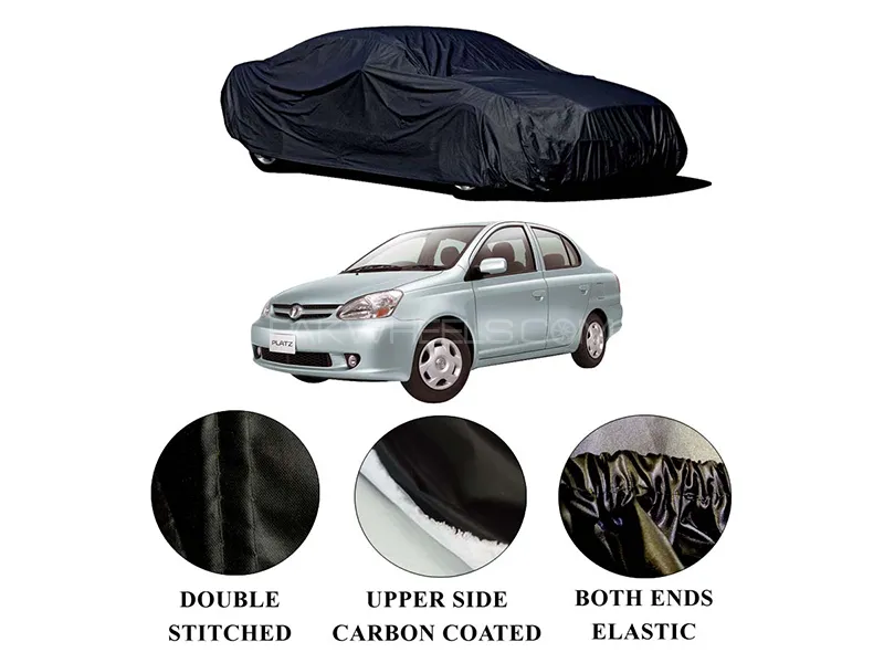 Toyota Platz 1999-2005 Polymer Carbon Coated Car Top Cover | Double Stitched | Water Proof