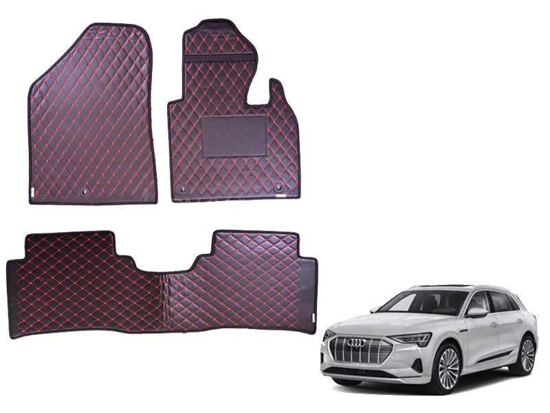 Audi E Tron Diamond Cut Floor Mat Luxury Floor Mat Premium Black Red Mat Genuine Fitting Mat
