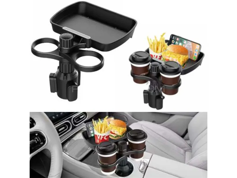Double Car Cup Drink Holder With Expander Food Tray  Image-1