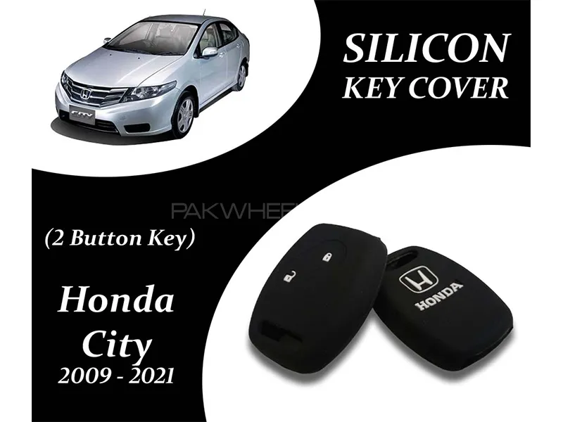 Honda City 2009-2021 Key Cover | 2 Button | Silicone | Black | Pack Of 1 Image-1