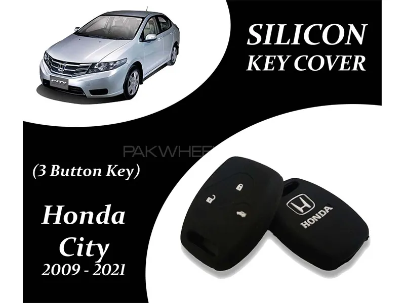 Honda City 2009-2021 Key Cover | 3 Button | Silicone | Black | Pack Of 2 Image-1