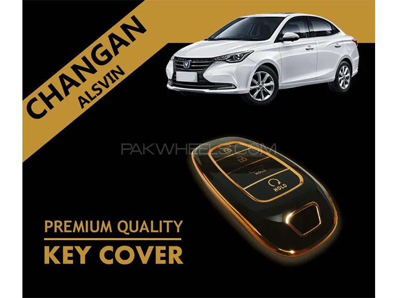 Changan Alsvin 2021-2023 Key Cover | Premium PVC Quality | Black Gold | Pack Of 2 Image-1