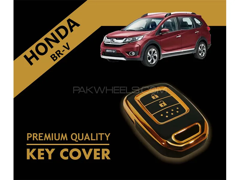 Honda BRV 2017-2023 Key Cover | Premium PVC Quality | Black Gold | Pack Of 2