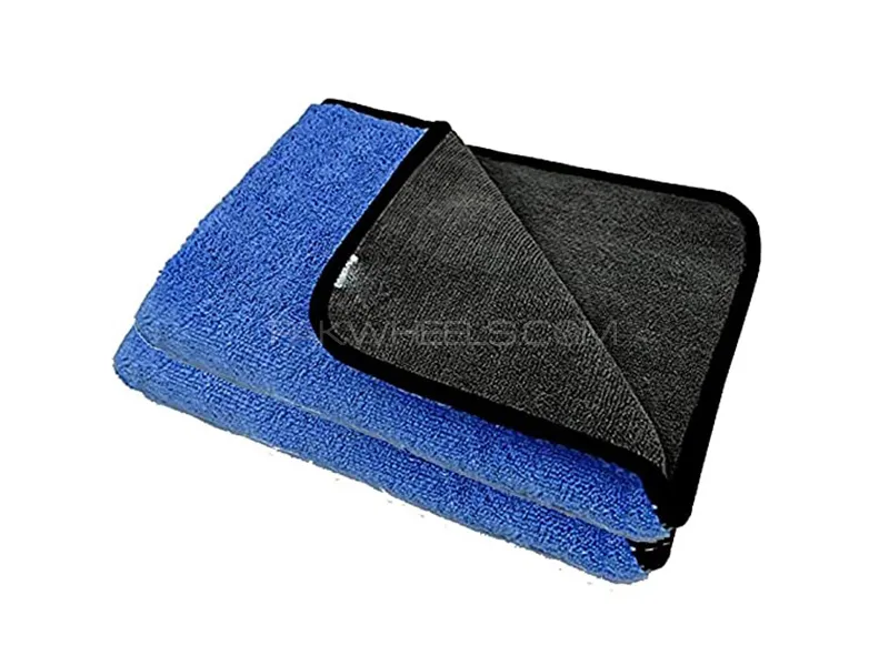 Microfiber Towel 40cmx30cm Blue And Grey Twin Color Laminated 800GSM - Pack Of 5 Image-1