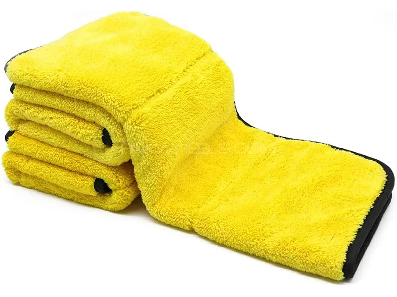 MicroFiber Towel Yellow And Grey 40cmx40cm Plush Interline 1050GSM - Pack Of 1 Image-1