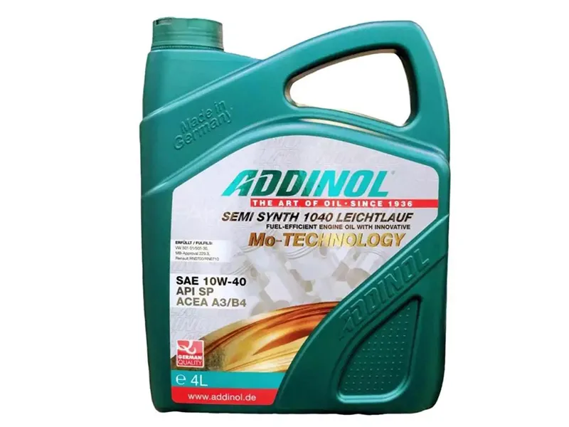 Addinol Semi Synth 10W-40 Leichtlauf Mo-Technology ACEA A3 / B4 SP Engine Oil - 4 Litre Image-1