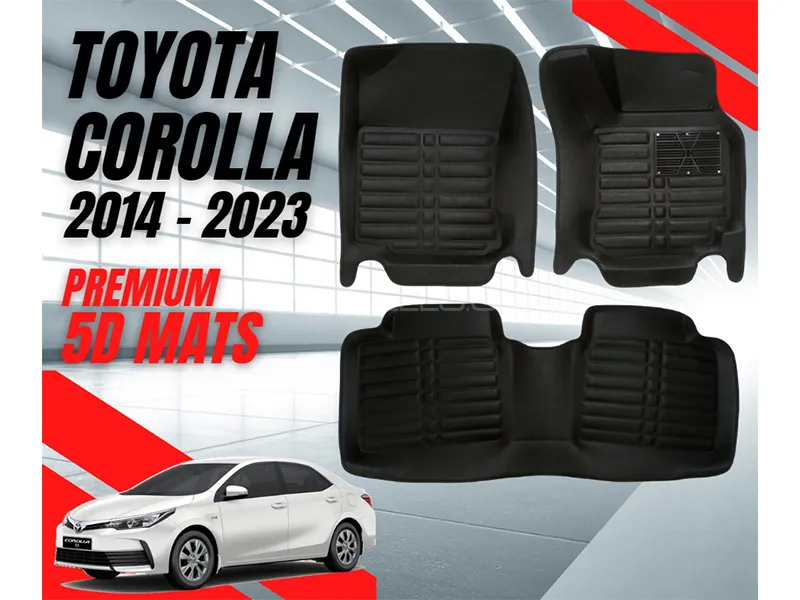 Toyota Corolla 2014-2023 5D Floor Mats | Premium Quality | Black | Dual Layer | Non Slip Image-1