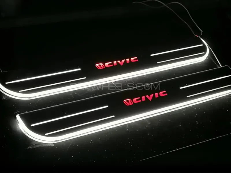 Honda Civic Acrylic Door Sill Plates White Image-1