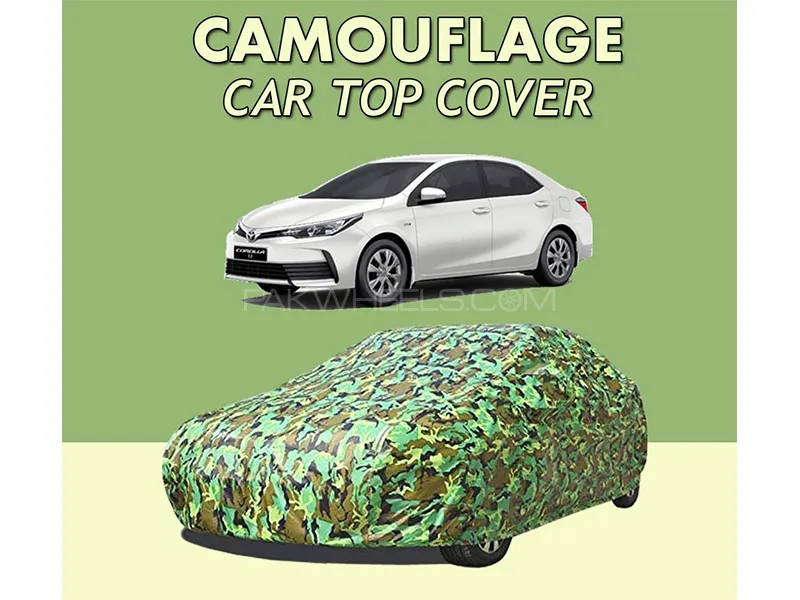 Toyota Corolla 2014-2023 Top Cover | Camouflage Design Parachute | Double Stitched | Dust Proof | Wa Image-1