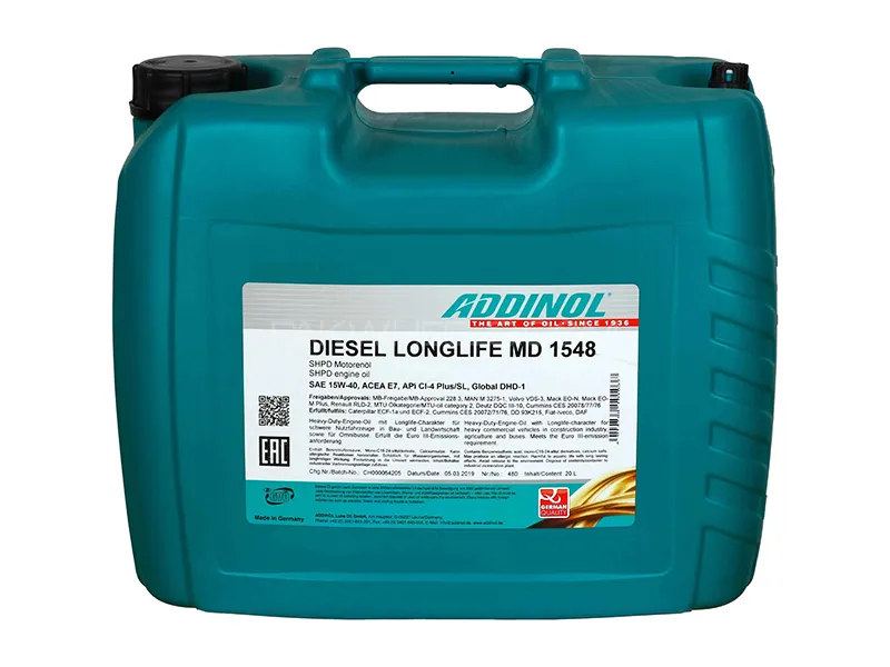 Addinol Diesel Long Life MD 1548 ACEA E7 15W-40 CI-4 PLUS - 20 Litre Image-1