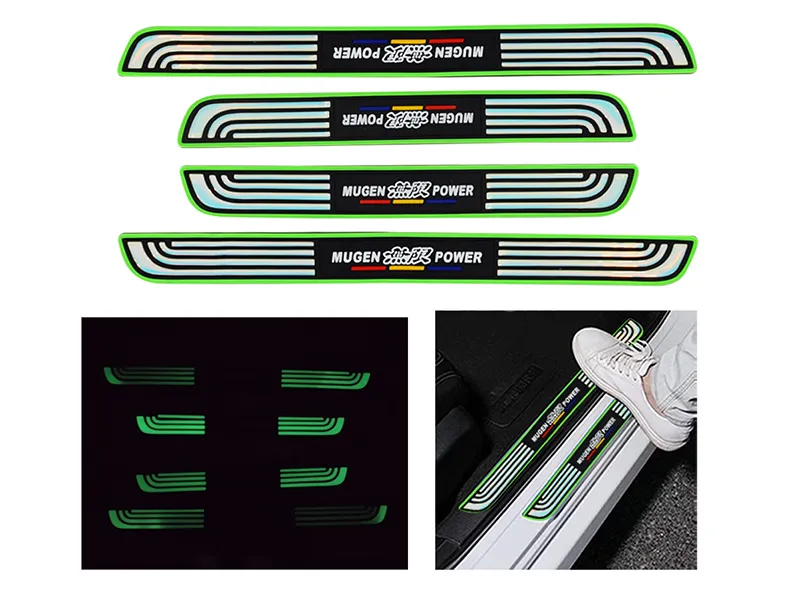 Mugen Power Logo Rubber Door Sill Protector With Neon Image-1