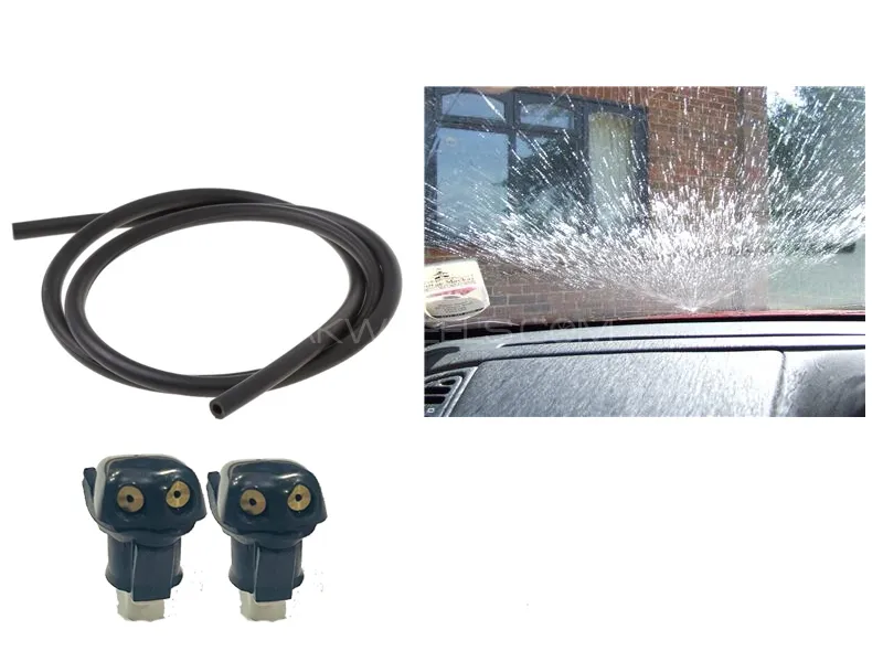 Windscreen Shower Nozzles Pair With 3 Meter Pipe Toyota Corolla GLI 2000-2008 Image-1