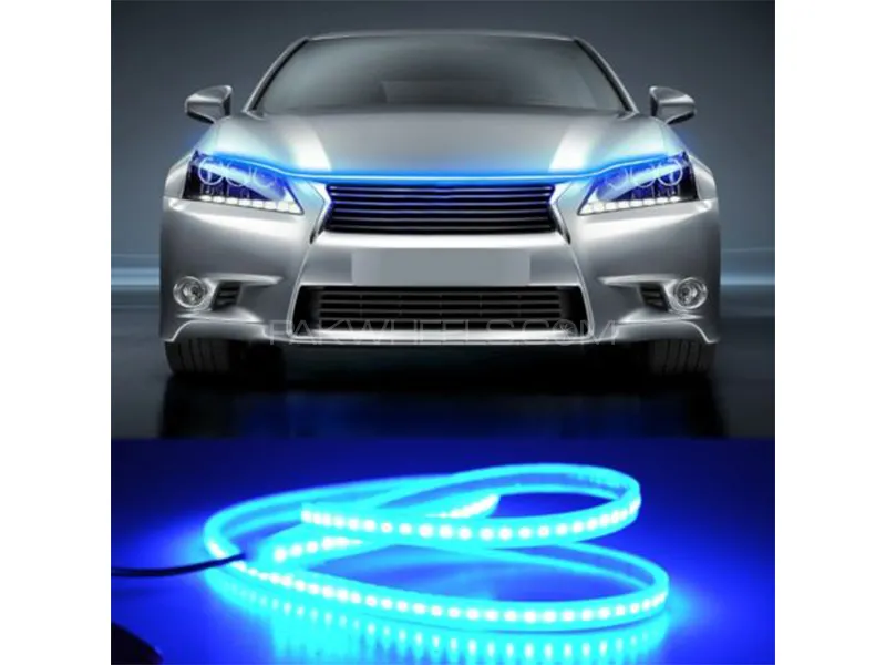 Car LED Hood Daytime Running Waterproof Flexible Light - Blue Image-1