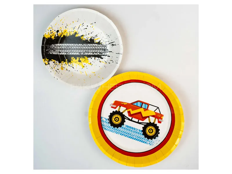 Car Picnic Food Organizer Monster Trucks Plates Pack of 12 Small Image-1