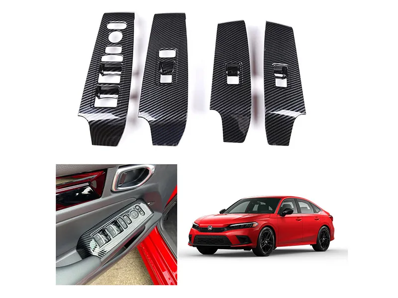 Honda Civic 2022-2023 Carbon Fiber Inner Handle Trims - 6 Pcs Image-1