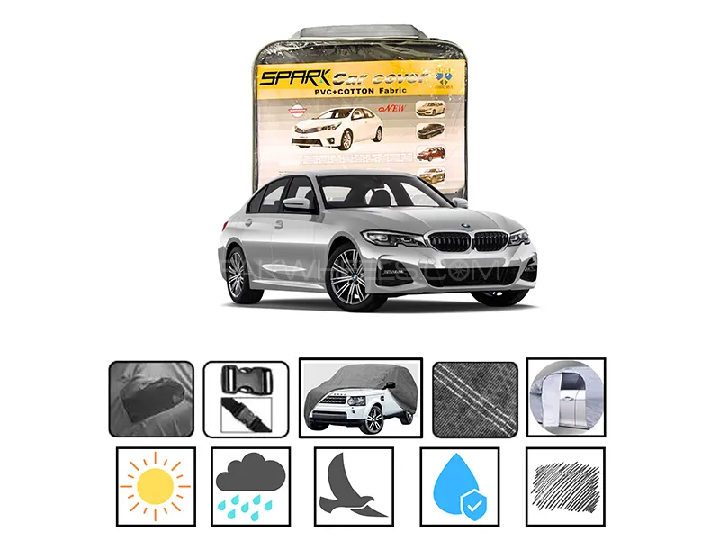 BMW 3 Series 2005-2019 PVC Spark Cotton Fabric Car Top Cover Image-1