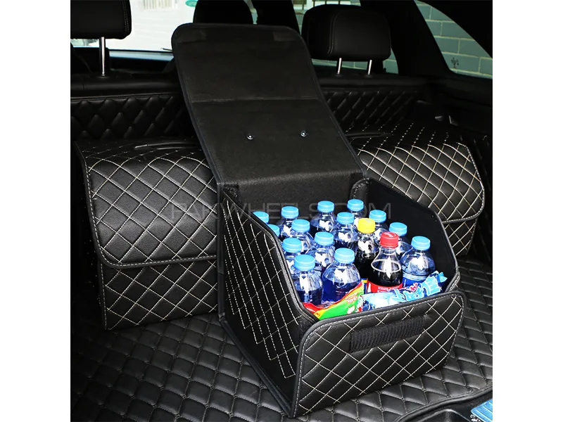 Car Multi Purpose Utility Box Cargo Trunk Leather Box Image-1