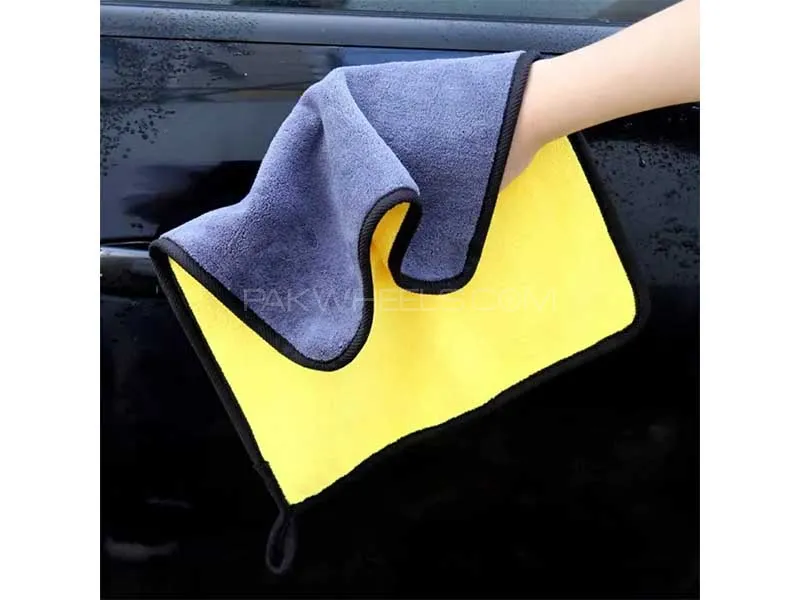 Micro Fiber Double Side Towel - Yellow And Grey - Pack Of 2  Image-1