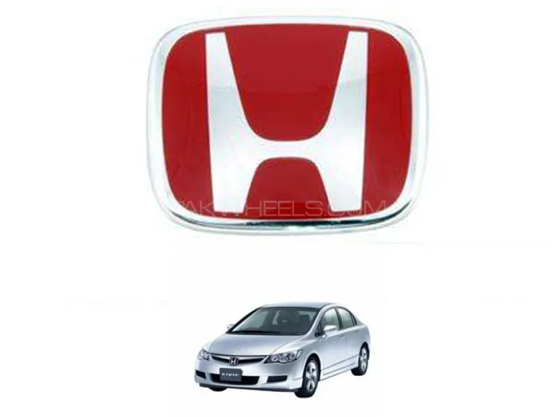 Honda Civic 2006-2012 Front Grill Logo | Fiber Plastic | Red  Image-1